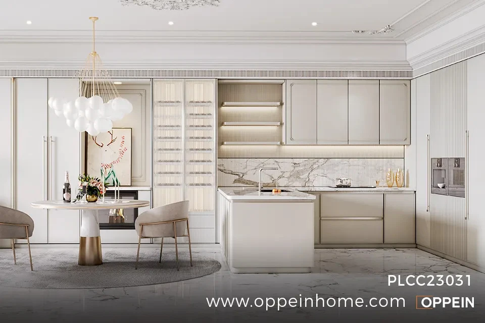 Modern Light Grey French Kitchen Cabinets Design - SICILIAN HOLIDAY