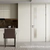Modern Simple Off White WPC Door with Vertical 1-Lite Glass
