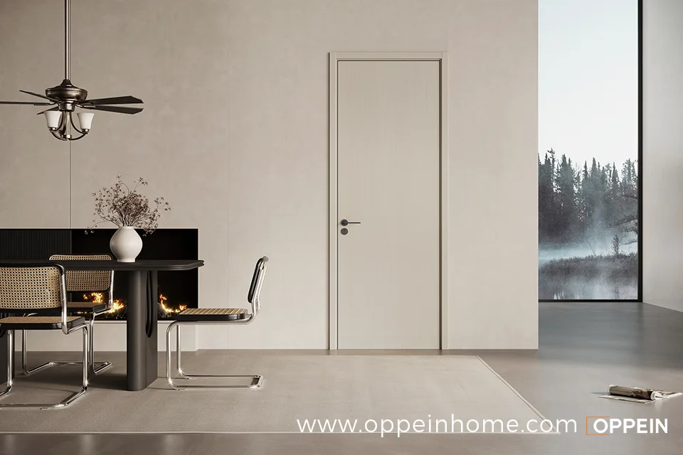Modern Simple White Oak WPC Bedroom Door