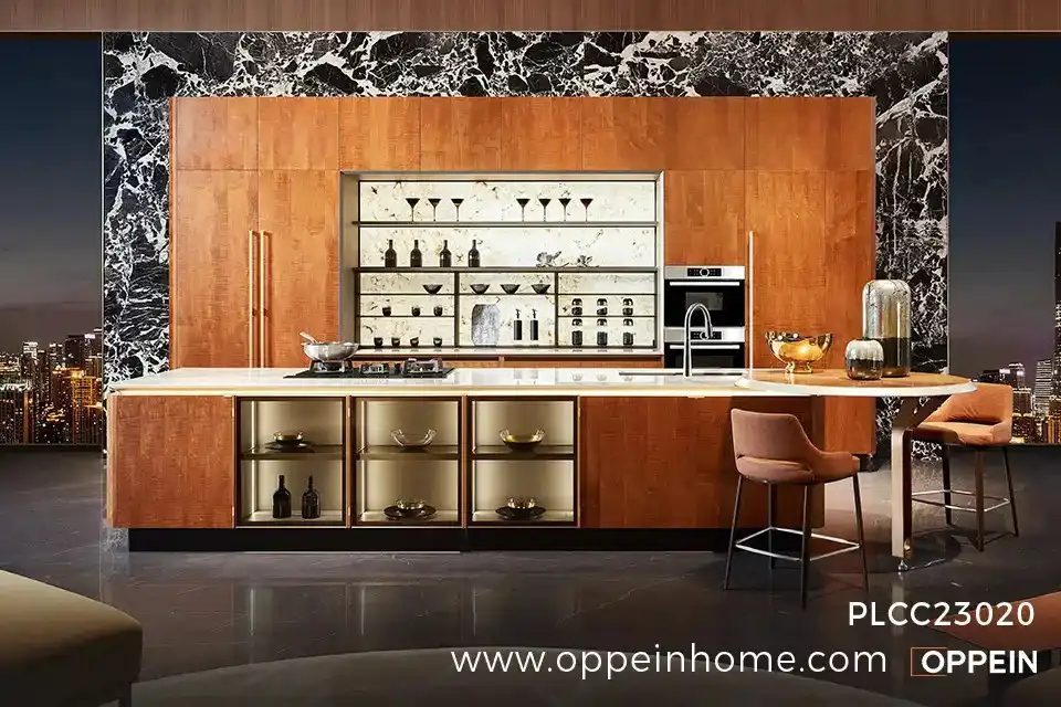 Retro Luxury Custom Veneer Kitchen Cabinet Design - GREENBERG